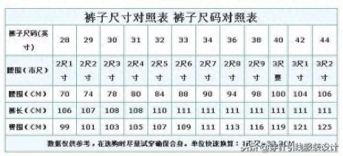 衣裤尺码对照表(衣服尺码对照表查询)插图1