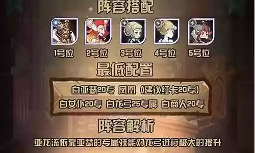 亚龙流阵容搭配