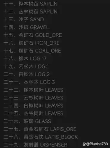 我的世界装备英文名字