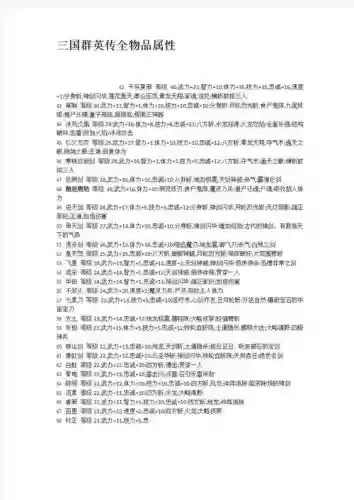 三国群侠传攻略装备属性，三国群侠传所有物品属性详解